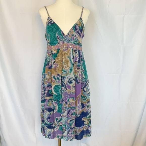 Eva Blue Dresses & Skirts - Eva Blue dress w/beaded detailing size 8